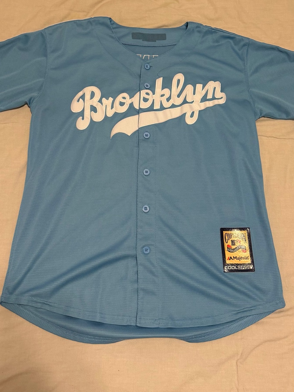 Jackie Robinson Brooklyn Button-Front Jersey - Light Blue & White